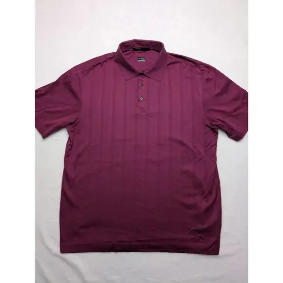 Nike Tiger Woods NikeFITDRY Vintage Mens Golf Polo Shirt‎ - Large Magenta Stripe - Picture 3 of 8